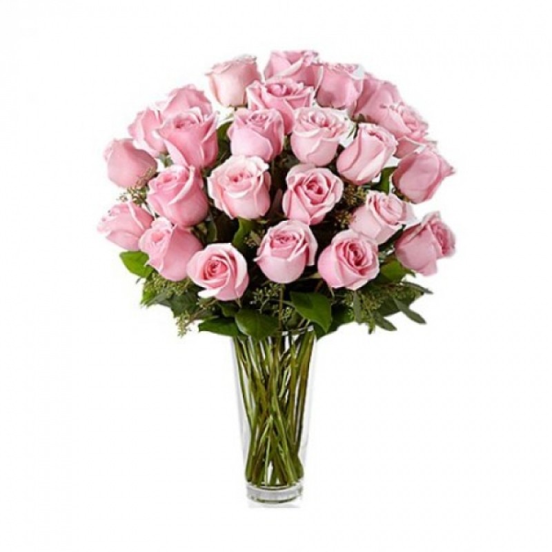 Cam Vazoda 33 Adet Pembe Güller