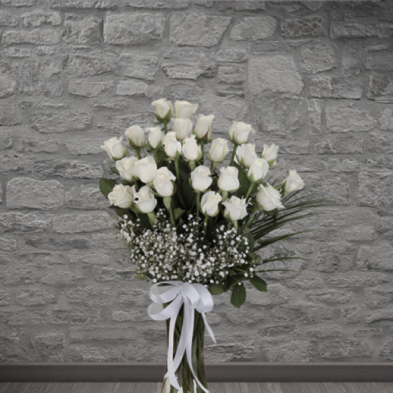 Vazoda 25 Beyaz Gül