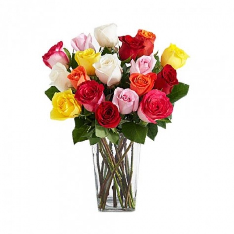 Cam Vazoda 19 Adet 4 Renk Güller